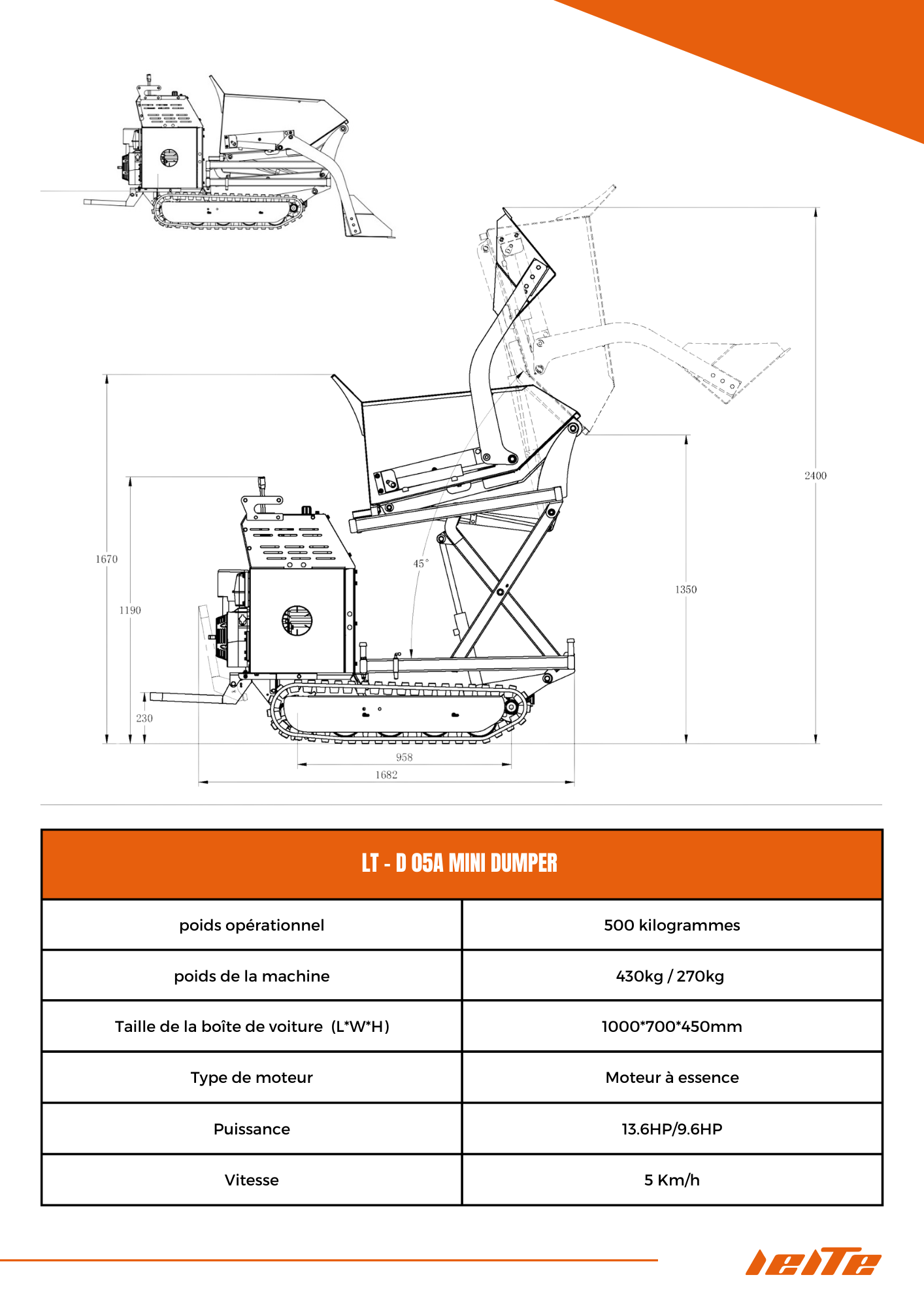 LTD05A mini dumper technical sheet